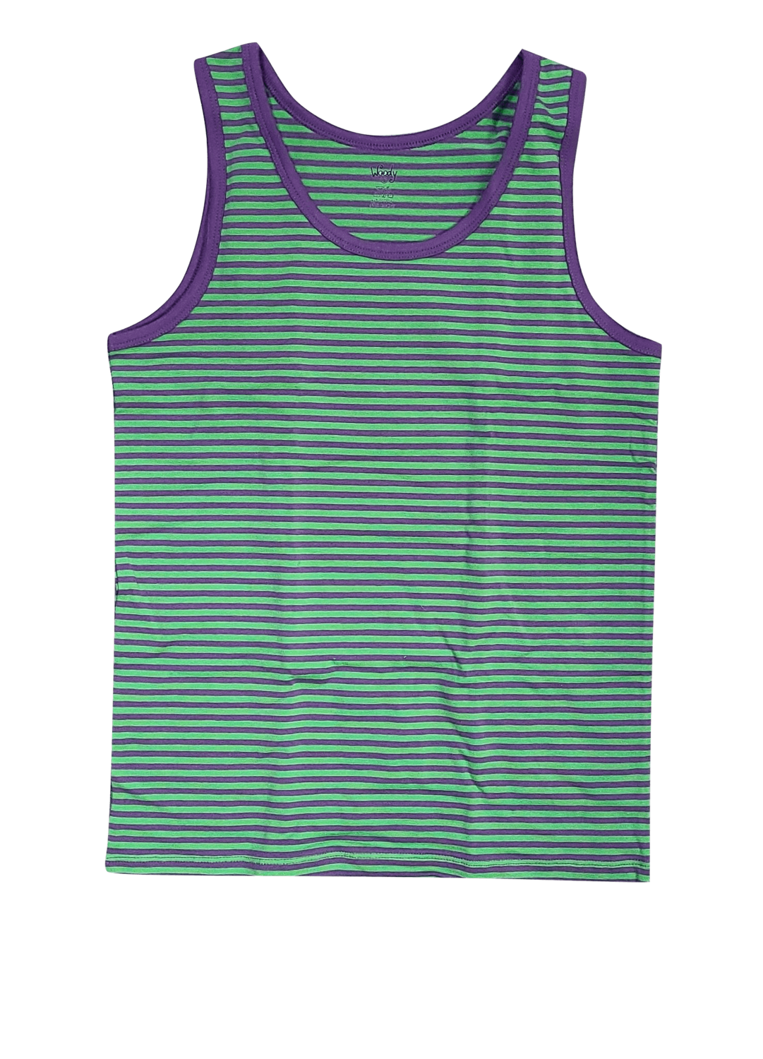 Jongens Singlet Woody Groen/Paars Gestreept