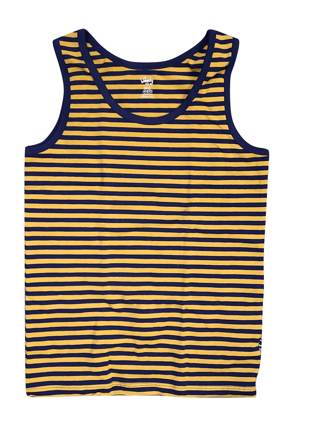 Jongens Singlet Woody Donkerblauw/Oker Gestreept