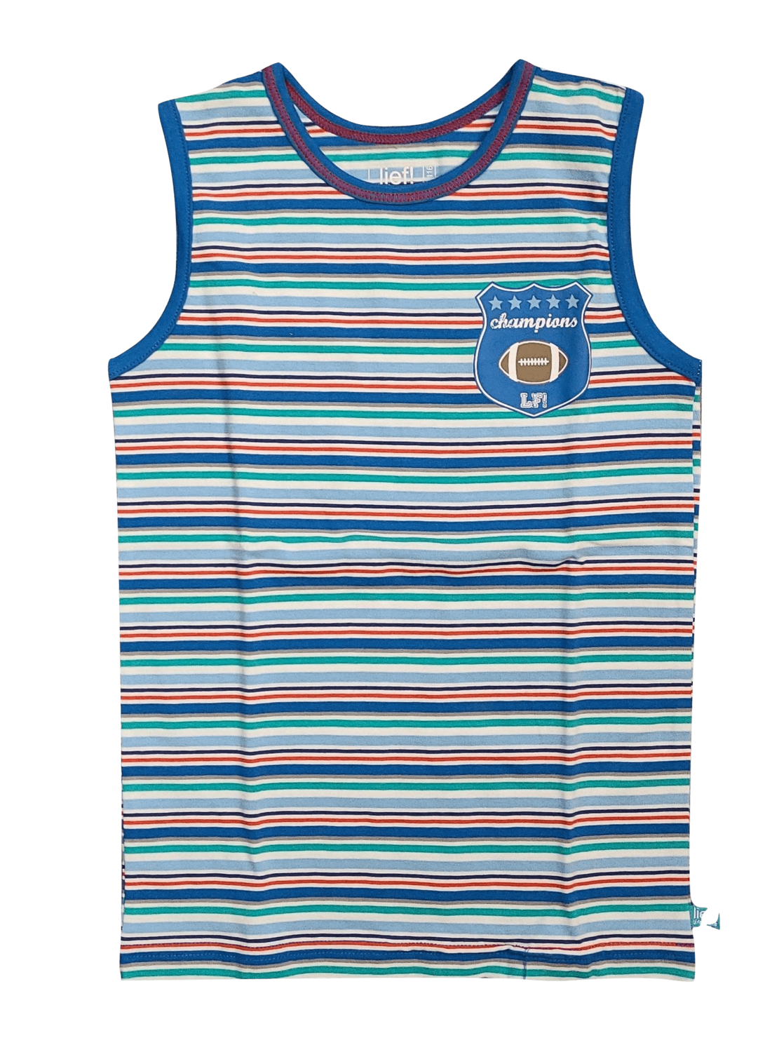 Jongens Singlet &quot;Champions&quot; Lief Blauw/Rood Gestreept