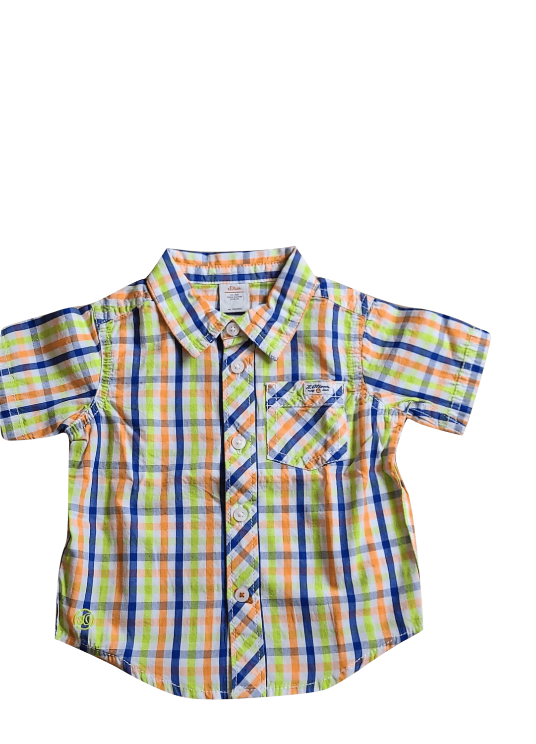 Hemd K/M S-Oliver Blauw/Groen/Oranje Geruit