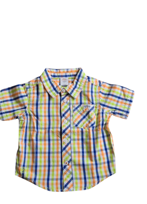 Hemd K/M S-Oliver Blauw/Groen/Oranje Geruit