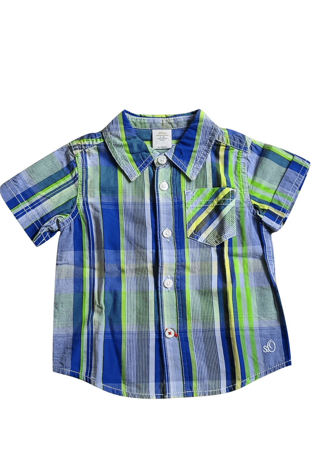Hemd K/M S-Oliver Blauw/Groen Geruit