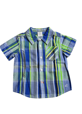 Hemd K/M S-Oliver Blauw/Groen Geruit