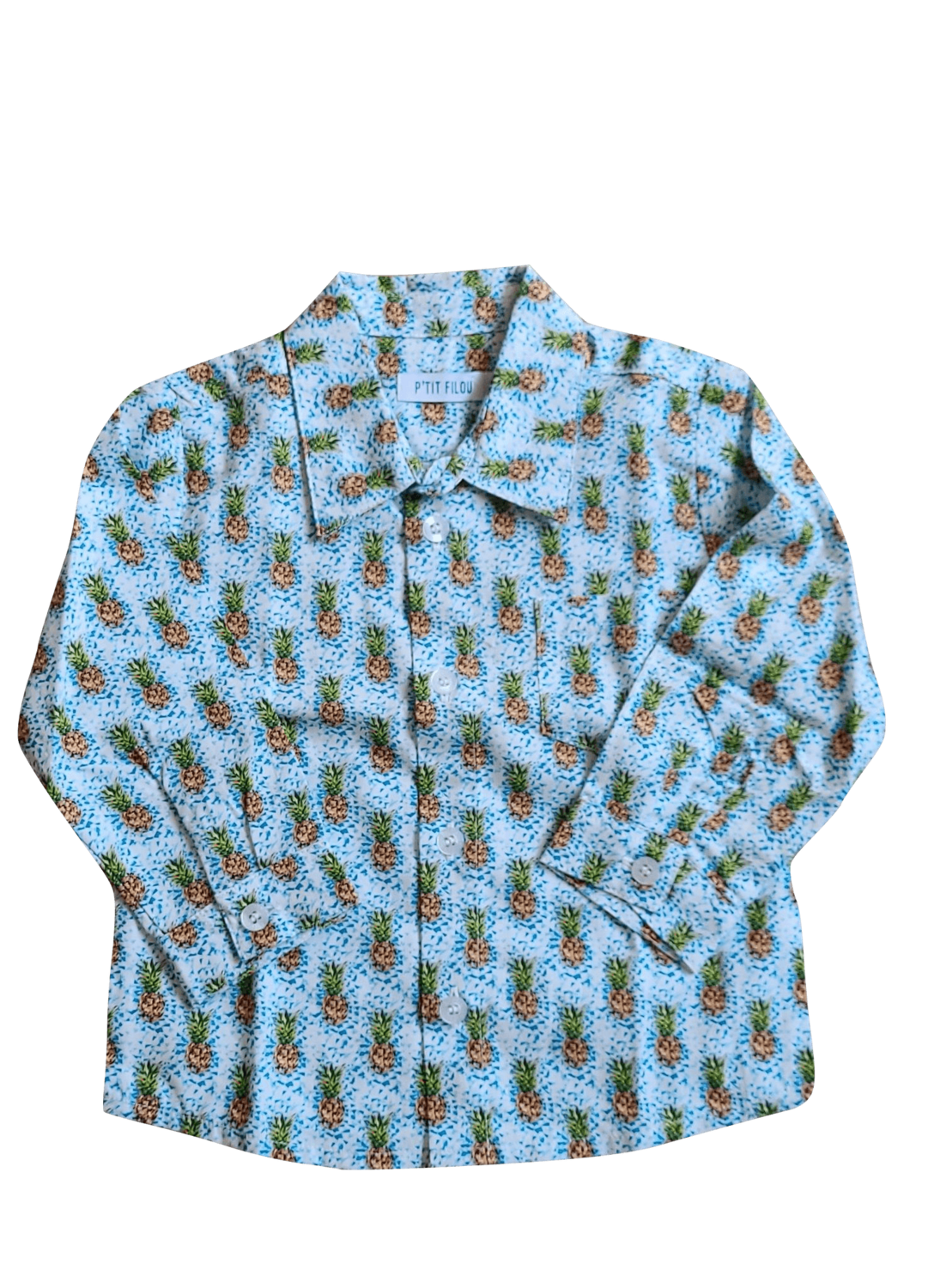 Hemd L/M &quot;Ananas&quot; P&#39;tit Filou Lichtblauw