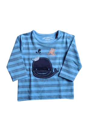 T-shit L/M &quot;Just smile&quot; S-Oliver Blauw Gestreept