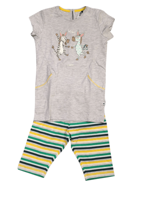 Meisjes Pyjama K/M &quot;Zebra&quot; Tuniek / Kuitbroek Woody Lichtgrijs