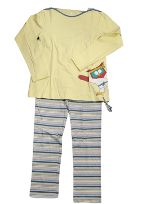 Meisjes Pyjama L/M Lange Broek &quot;Uil&quot; Woody Geel