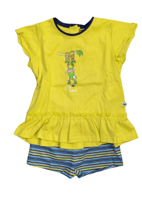 Meisjes Baby Pyjama Short &quot;Kikker&quot; Woody Geel