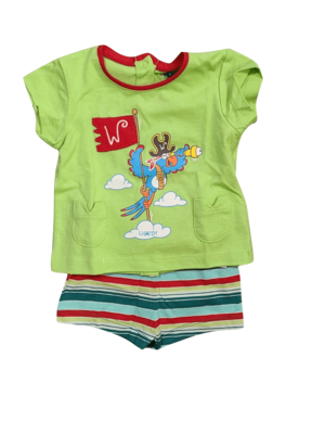 Meisjes Pyjama K/M Short &quot;Papegaai&quot; Woody Limoen