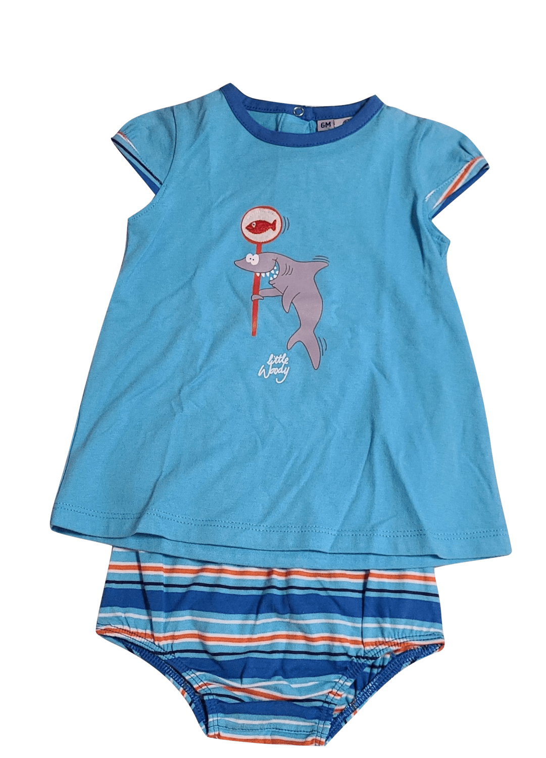 Meisjes Baby Pyjama K/M Short &quot;Shark&quot; Woody Blauw