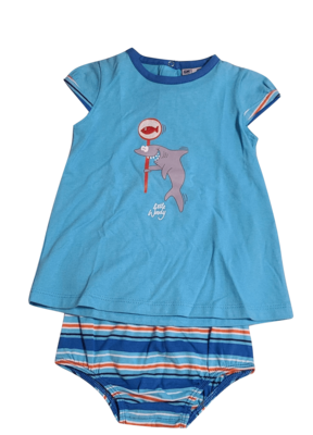 Meisjes Baby Pyjama K/M Short &quot;Shark&quot; Woody Blauw