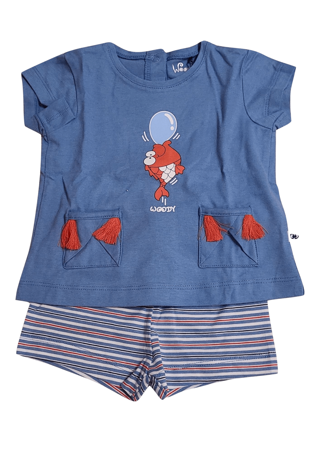 Meisjes Baby Pyjama K/M Short &quot;Koi&quot; Woody Blauw