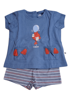 Meisjes Baby Pyjama K/M Short &quot;Koi&quot; Woody Blauw