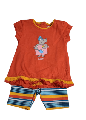 Meisjes Baby Pyjama K/M Short &quot;Nijlpaard&quot; Woody Oranje/Rood