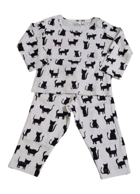 Pyjama Unisex L/M Lange Broek &quot;Cats&quot; Trixie Ecru