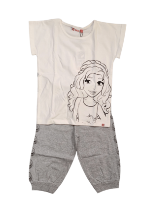 Meisjes Pyjama K/M  Kuitbroek Lego Wit/Grijs