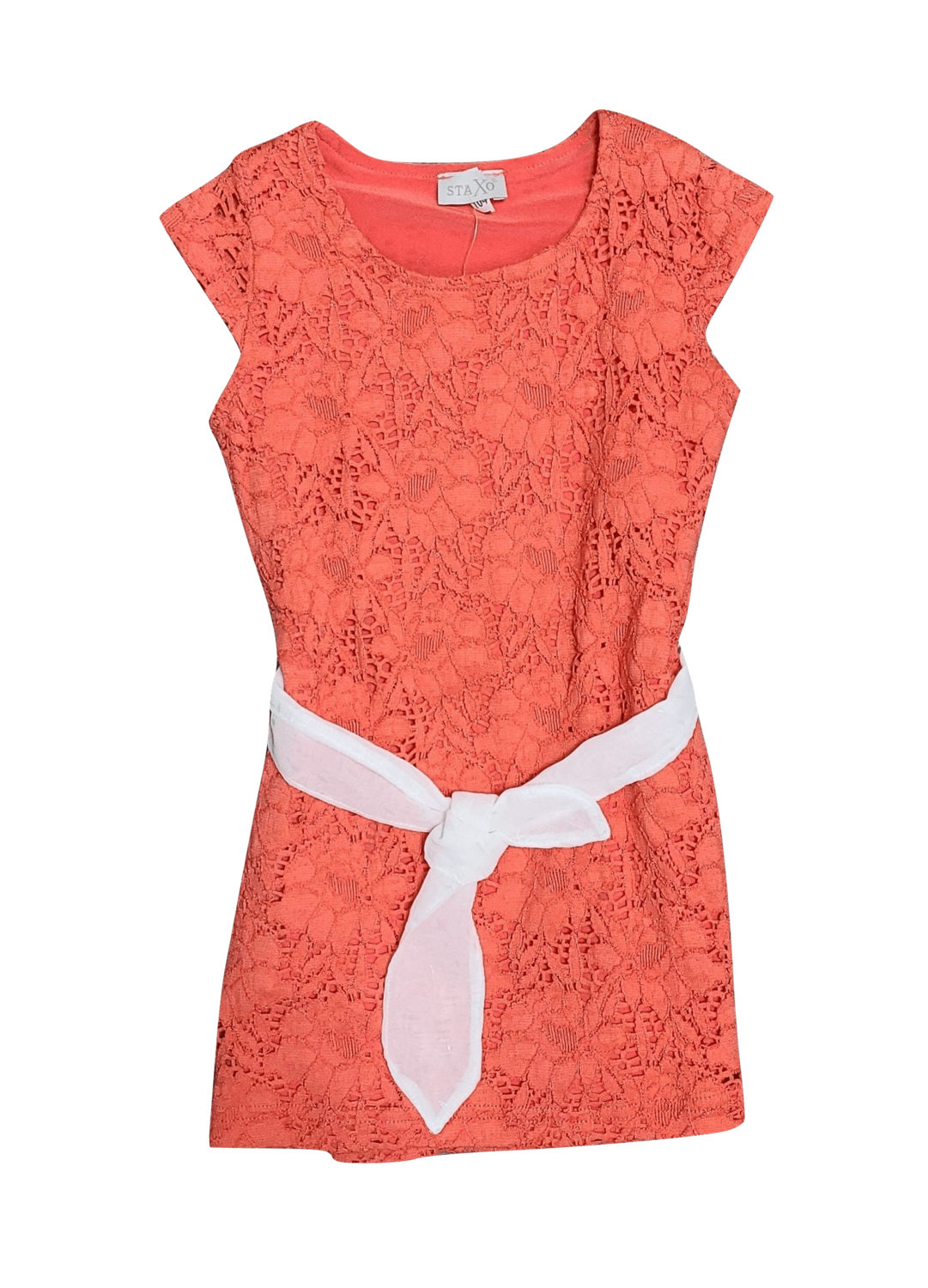 Kleed Kant Wit Lint/Riem Staxo Oranje/Rood