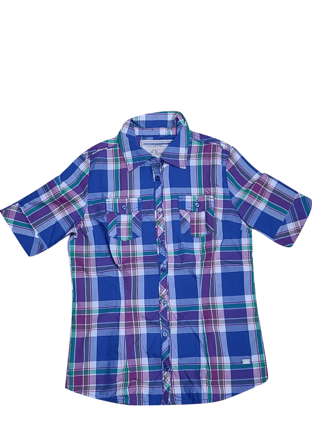 Bloes K/M S-Oliver Blauw/Paars Geruit