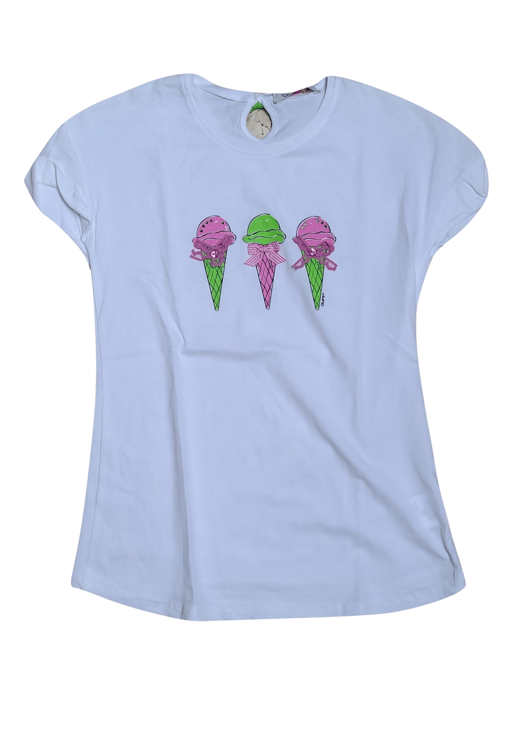 T-shirt &quot;Ijsjes/Strikjes&quot; Gymp Wit