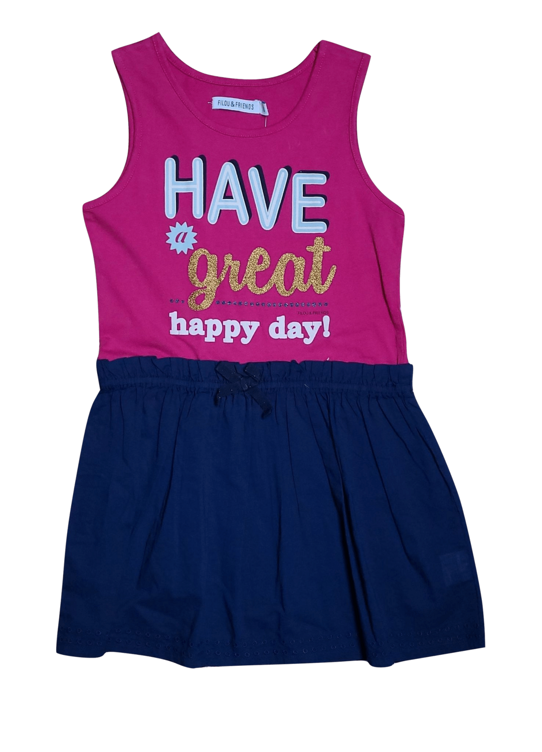 Overgooier &quot;Have a great happy day&quot; Filou &amp; Friends Fuchsia/Blauw