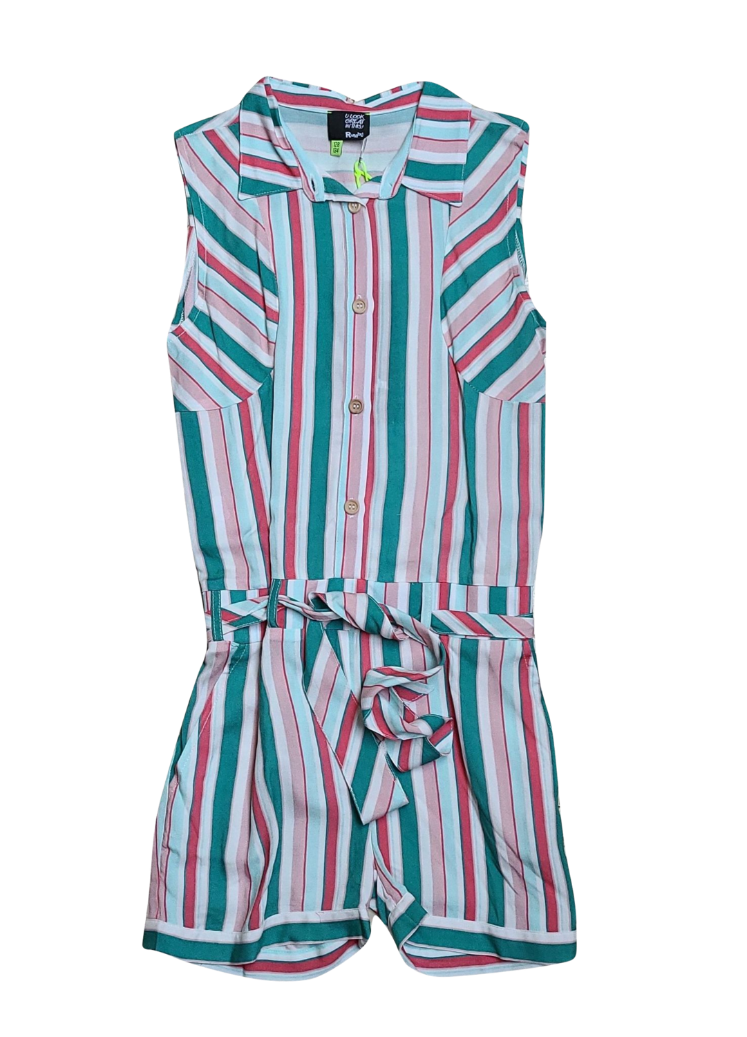 Jumpsuit Short Rumbl Groen/Rood Gestreept