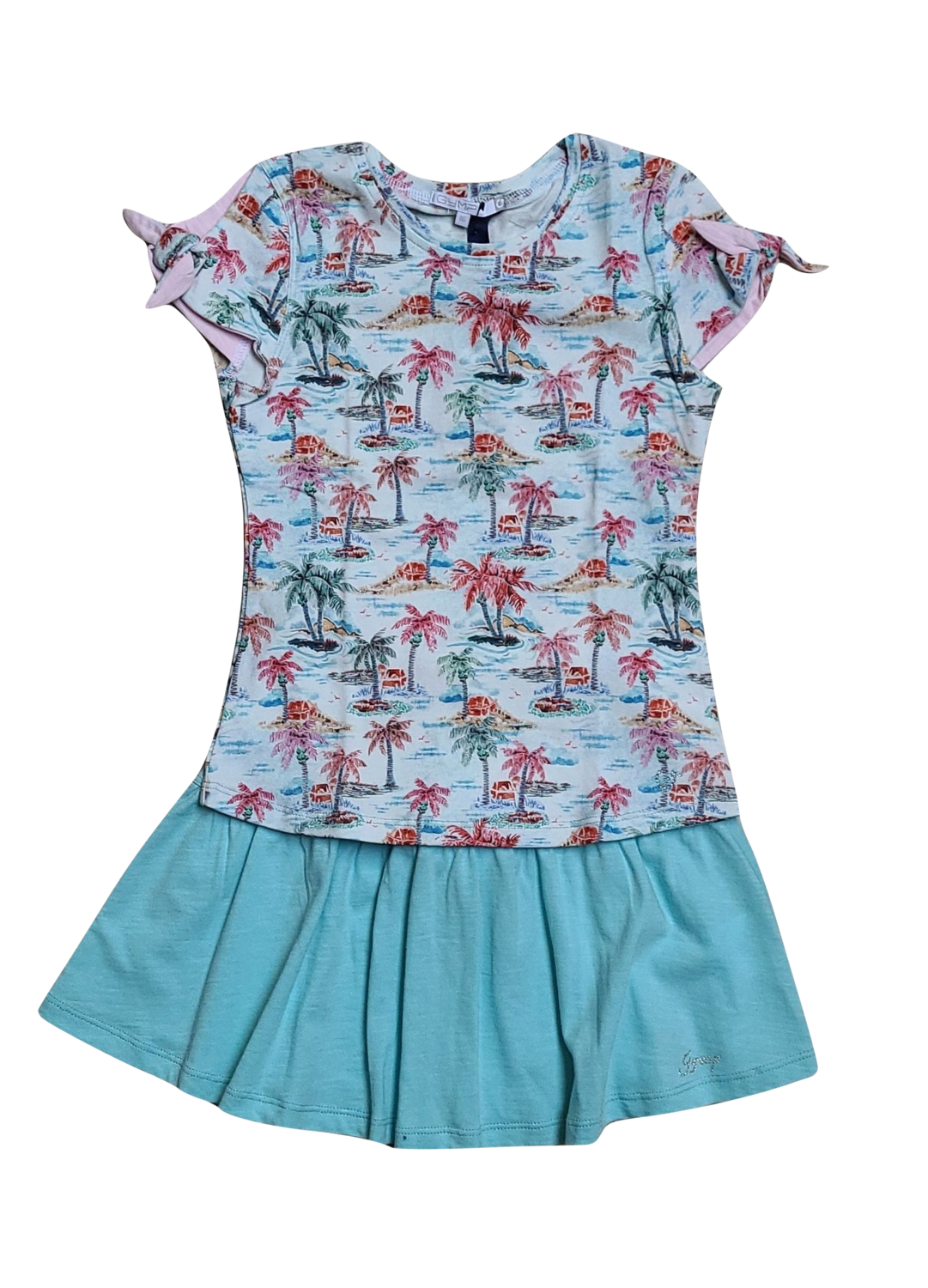 Set T-shirt Palmbomen + Rok Lichtblauw Gymp