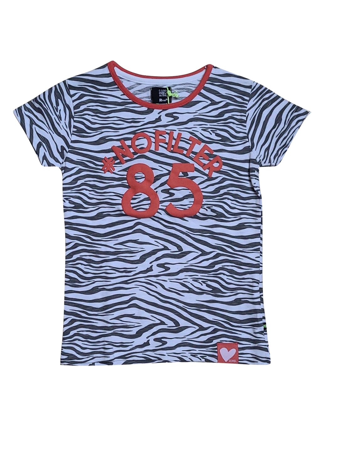 T-shirt &quot;Nofilter 85&quot; Rumbl Grijs/Oranje