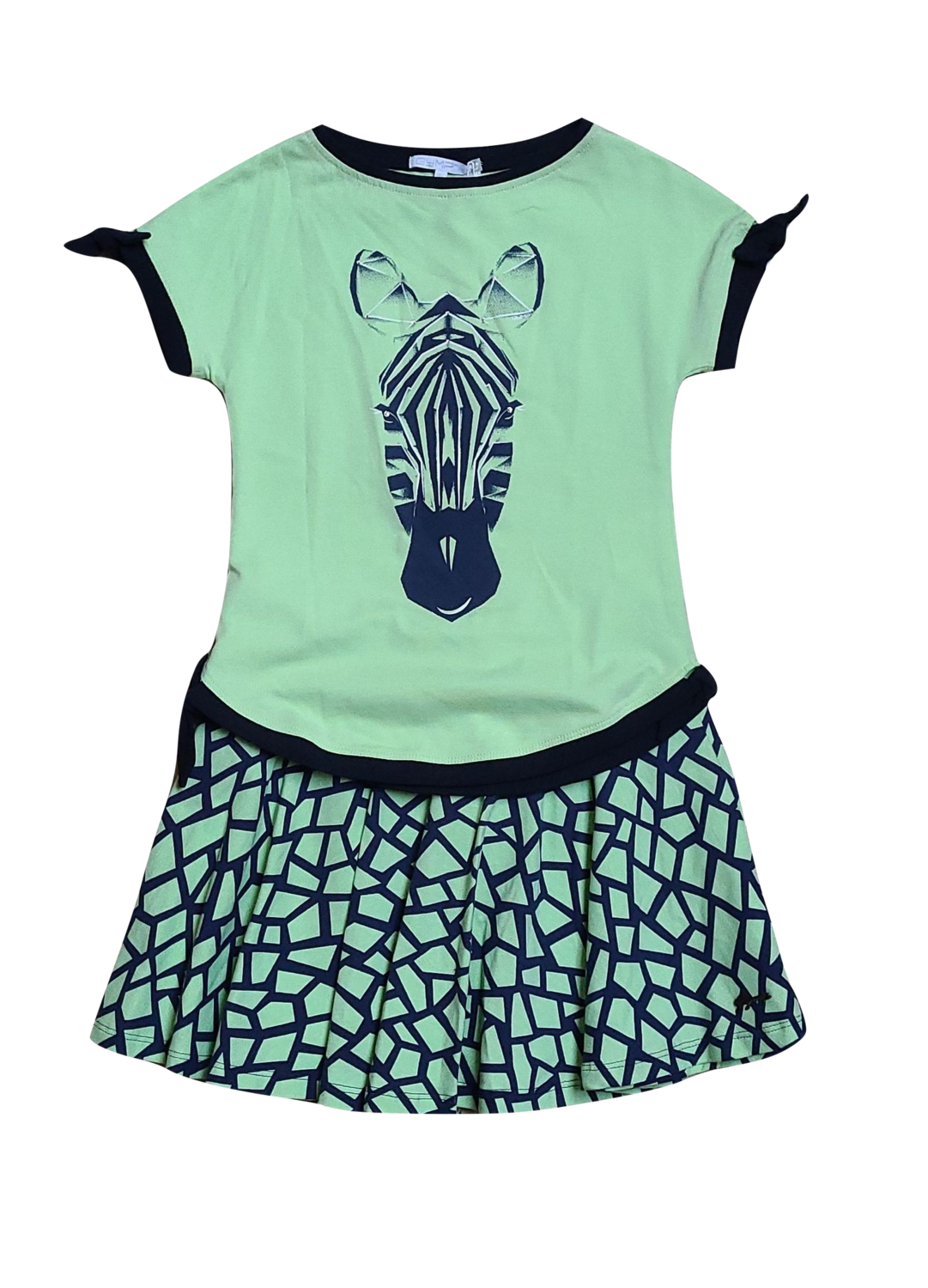 Set Rok + T-shirt &quot;Zebra&quot; Gymp Groen/Blauw