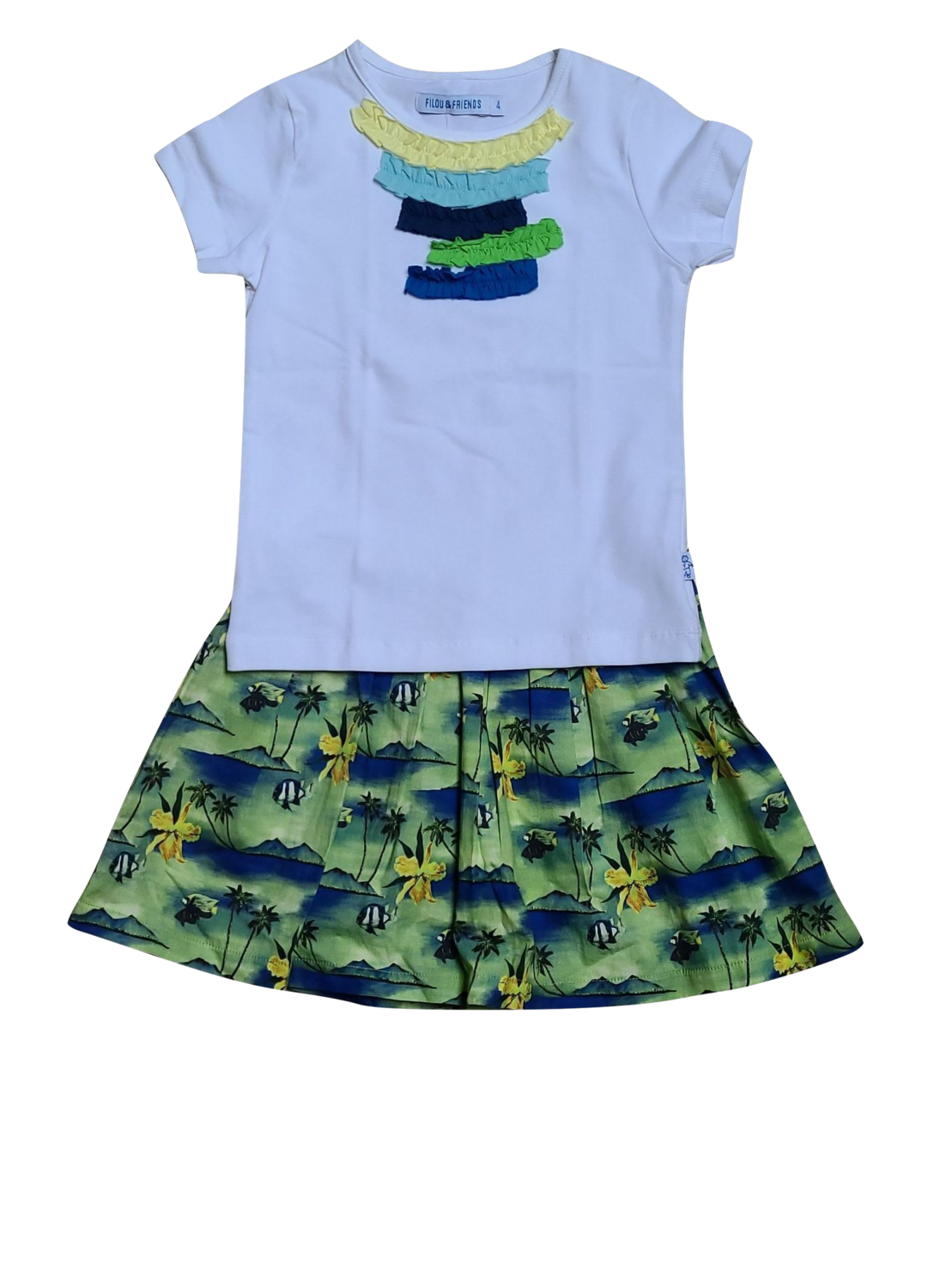 Set Rok Groen Bedrukt + T-shirt Wit Filou &amp; Friends
