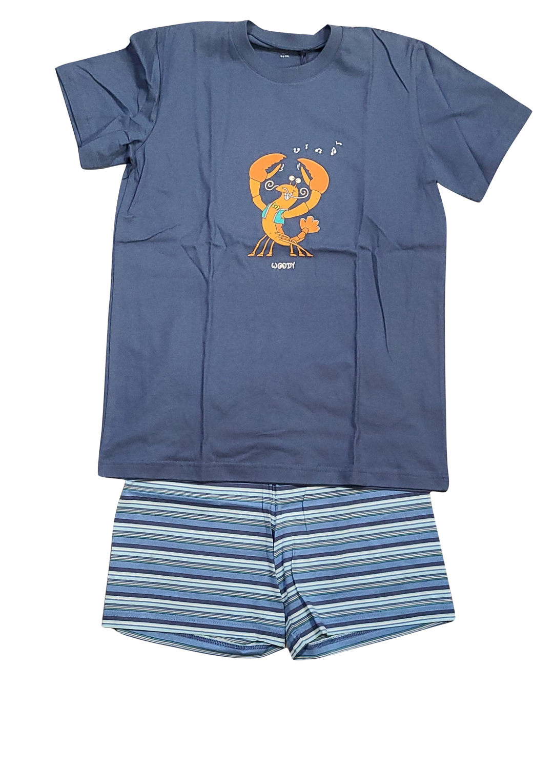 Jongens Pyjama K/M Short &quot;Kreeft&quot; Woody Blauw