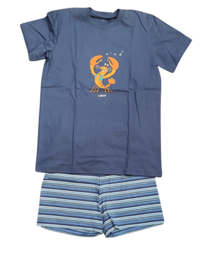 Jongens Pyjama K/M Short &quot;Kreeft&quot; Woody Blauw