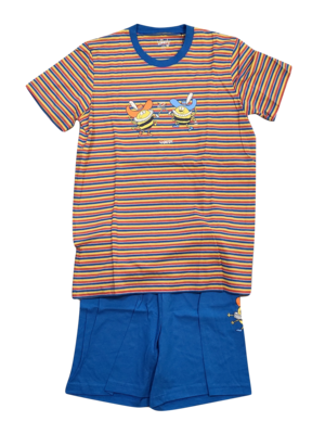 Jongens Pyjama K/M Short &quot;Bij&quot; Woody Multi Gestreept