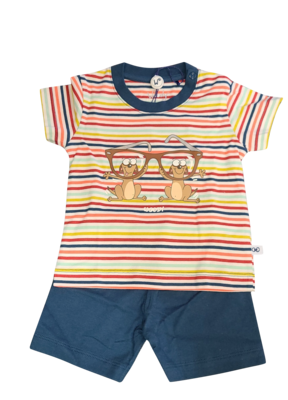 Jongens Pyjama K/M Short &quot;Stokstaartje&quot; Woody Multi Gestreept