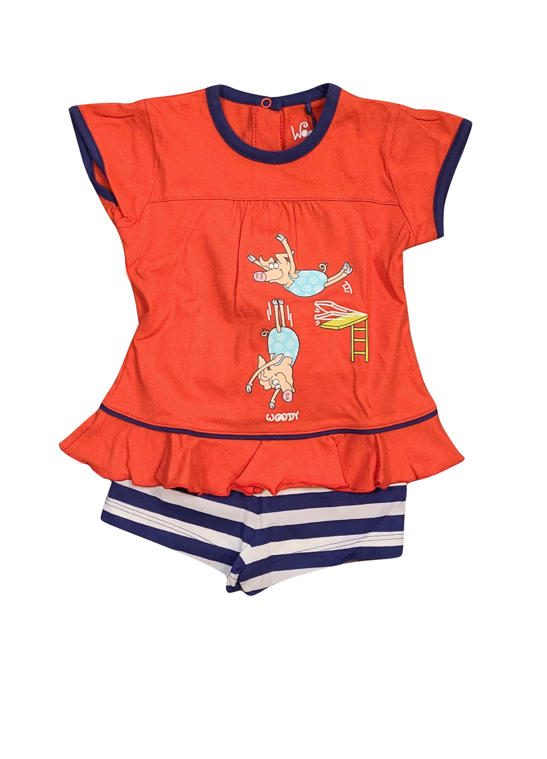 Meisjes Baby Pyjama K/M Short &quot;Varken&quot; Woody Oranje