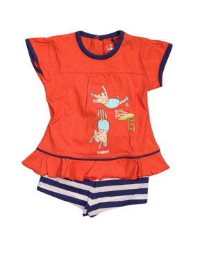 Meisjes Baby Pyjama K/M Short &quot;Varken&quot; Woody Oranje