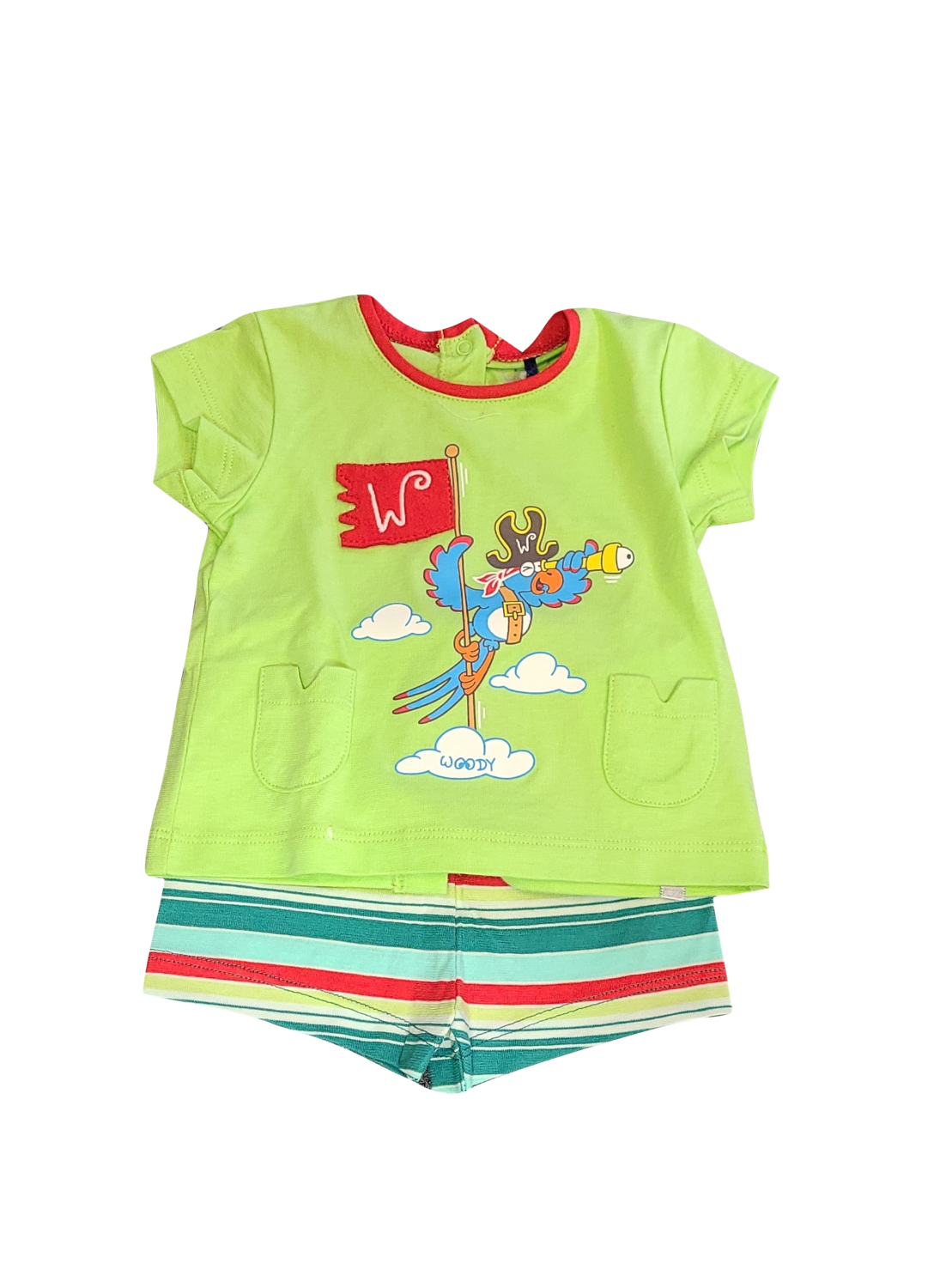 Meisjes Pyjama K/M Short &quot;Papegaai&quot; Woody Groen