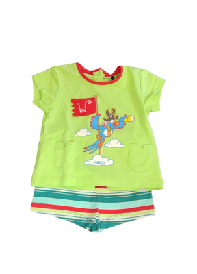 Meisjes Pyjama K/M Short &quot;Papegaai&quot; Woody Groen