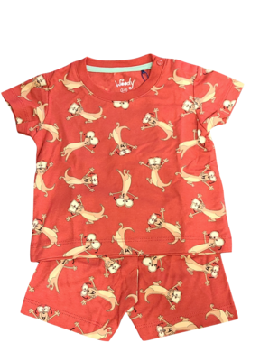 Jongens Pyjama K/M Short &quot;Stokstaartje&quot; Woody Rood
