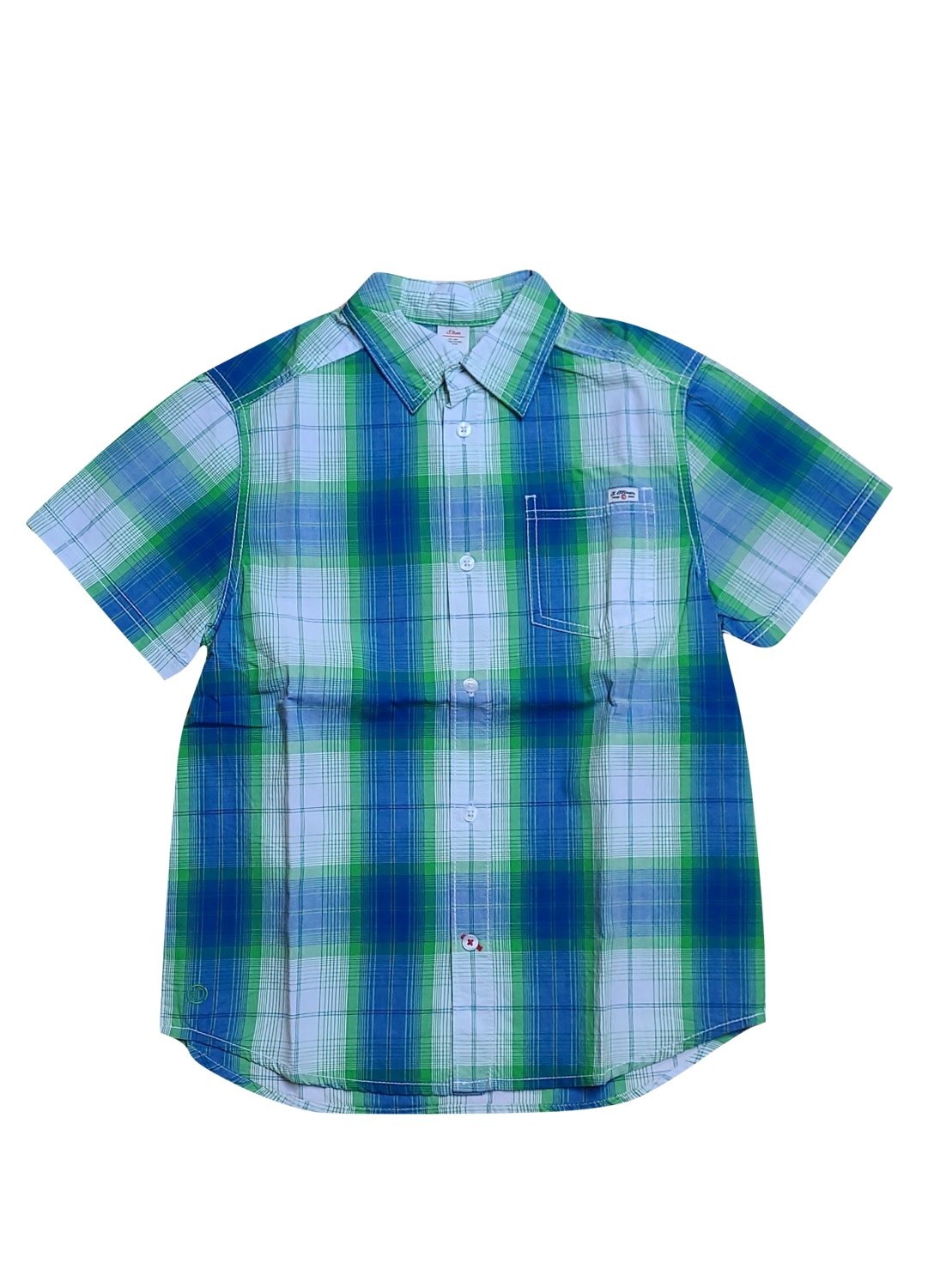 Hemd K/M S-Oliver Groen/Blauw Geruit