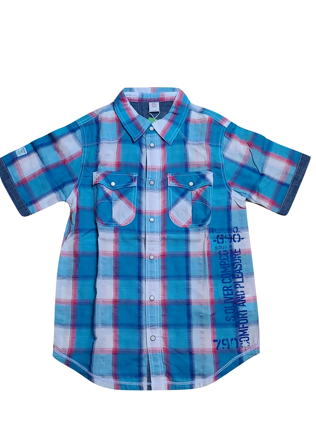 Hemd K/M Borstzakjes S-Oliver Blauw/Rood Geruit