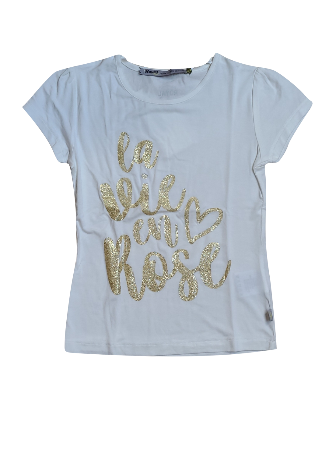 T-shirt &quot;La vie en rose&quot; Rumbl Ecru