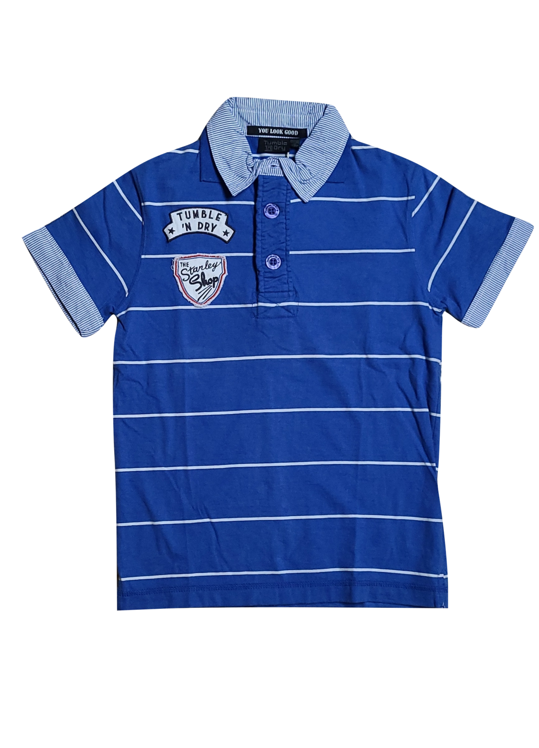 Polo Dubbele Kraag Tumble &#39;N Dry Blauw Gestreept