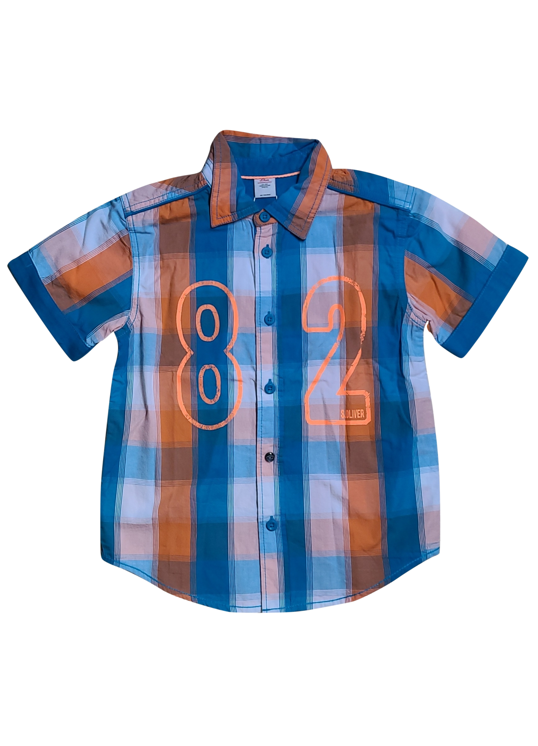 Hemd K/M &quot;82&quot; S-Oliver Oranje/Blauw Geruit