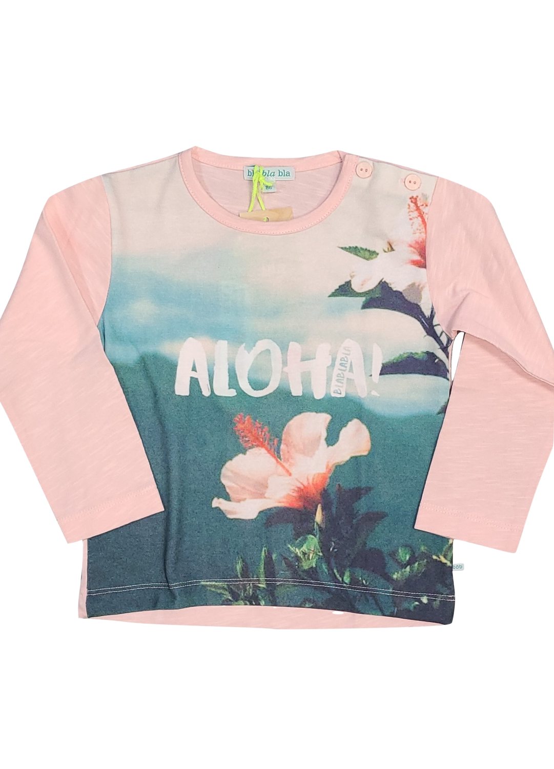 T-shirt L/M &quot;Aloha&quot; Bla Bla Bla Roze