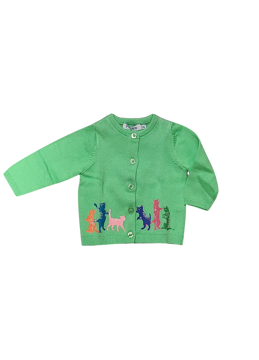 Gilet Tricot &quot;Cats&quot; Filou &amp; Friends Groen