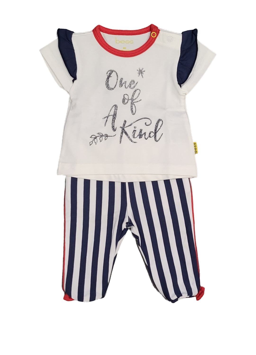 Set Broek Gestreept + T-shirt &quot;One Of A Kind&quot; Bess Wit/Blauw