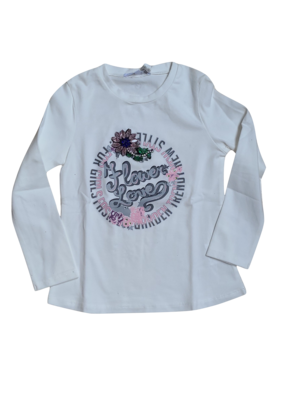 T-Shirt l-m &quot;flower love&quot; Gymp Off White