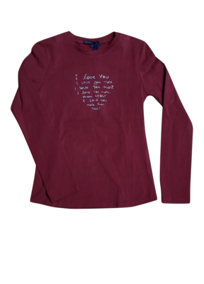 T-Shirt l-m &quot;Love&quot; Gymp Bordeaux