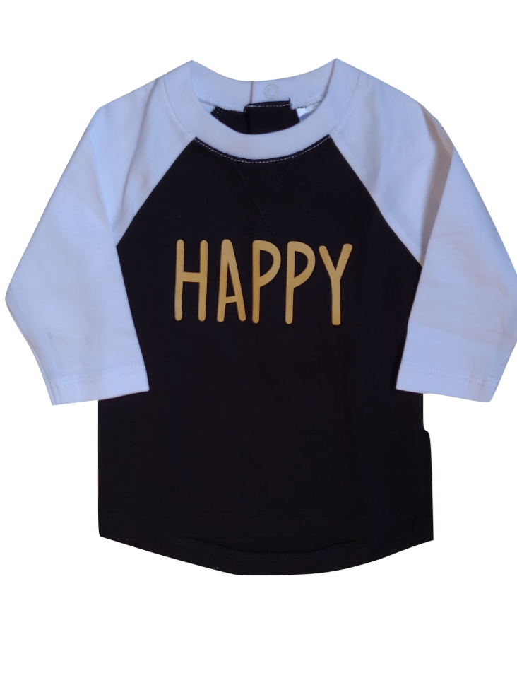 T-Shirt l-m &quot;Happy&#39; Petit Oh! Zwart