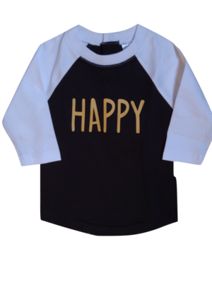 T-Shirt l-m &quot;Happy&#39; Petit Oh! Zwart